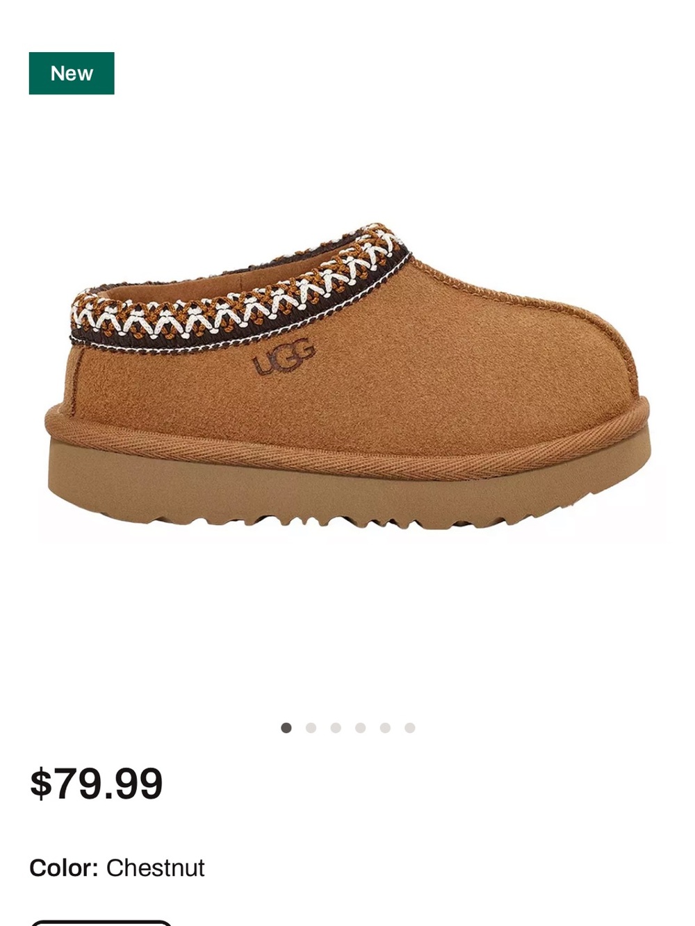 UGG Kids Chestnut Slip-On Cozy Mule with Decorative Trim